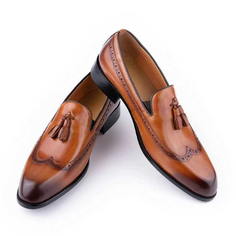 New Style Business Men Loafers Shoes Genuine Cowhide Handmade Sewing Casual Formal Wedding Party Slip-on Pointed Dress Shoes for Men W250716