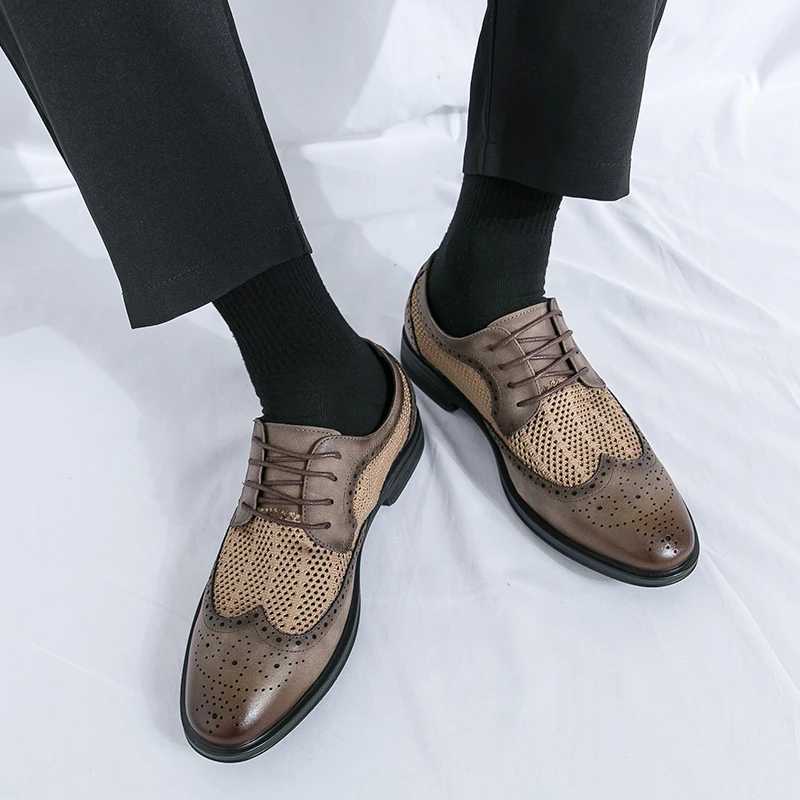 New Fashion Summer Shoes Men Casual Shoes Mesh Outdoor Breathable Slip-On Flats Men Business Derby Office Shoes Driving Shoes W250716