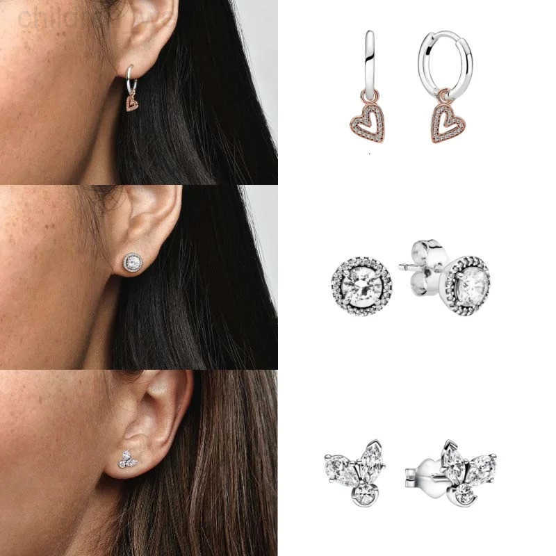 Disney 2025 Disney Sun Moon Double Hoop Earrings Butterfly Heart-Shaped Pendant Earrings Fit The Original DIY Charm Ladies Jewelry Gift W20250716
