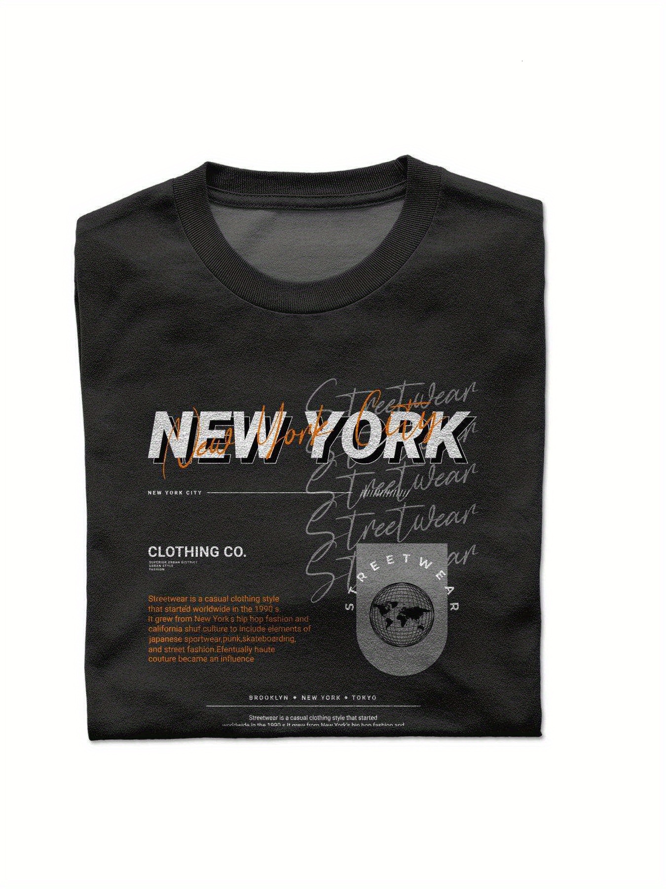 VogueEpoch Men pattern T Shirts White Cotton black Adult text 180g Round collar S-3XL Short sleeve Wed 3b