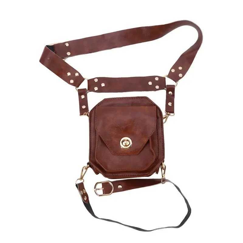 Punk PU Square Waist Bag Casual Small Square Hip Packs For womens Crossbody Cross Multi-function Outdoor Leg Phone Pouch