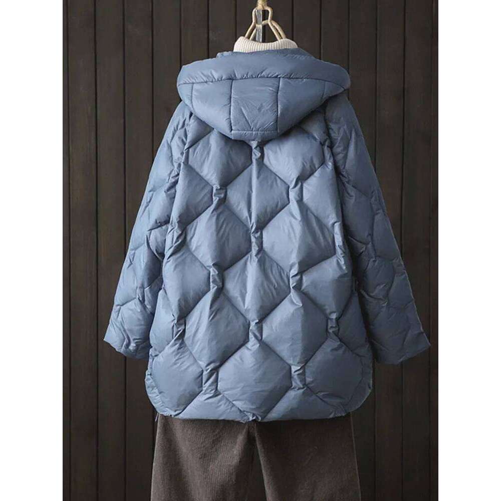 Lagabogy 2025 New Winter Women 90% White Duck Down Jacket Casual Loose Fashion Outwear Hooded Puffer Coat Short Light Warm Parka