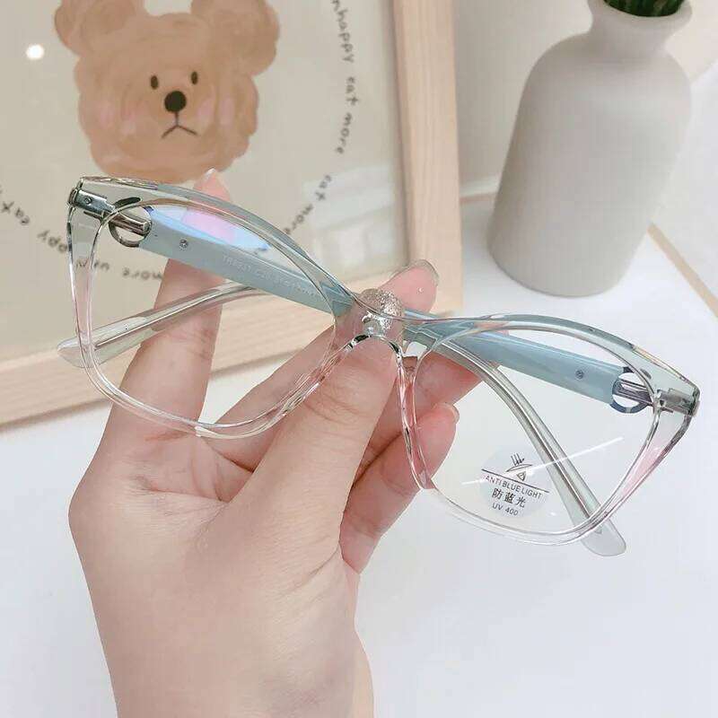Cat Eye Glasses Women Anti-blue Eyewear New Fashion Polygon Ultra Light TR90 Transparent Optical Prescription Eyeglasses