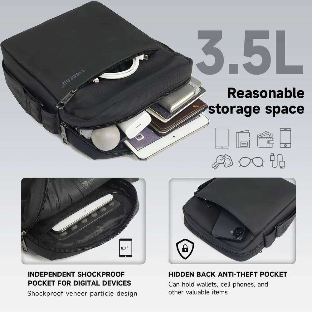 Tigernu Messenger Waterproof Shoulder For Men 9.7 11inch IPad Male Business Bags Crossbody Bag Slingbag Mini