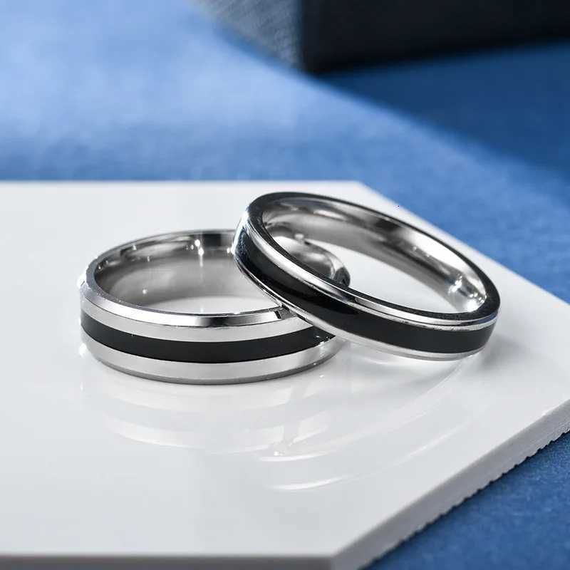 Simple Classic Alliance Wedding Rings Stainless Steel Couple Rings Anniversary Valentines Day Gift Custom engraving name S250716