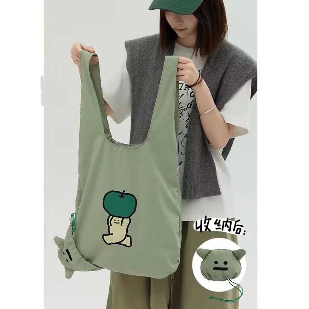 2025 New Cute Portable Single oulder Handheld Thin Lightweight Eco-friendly op Cotton Bag Foldable Storage Tote Bag