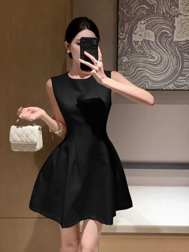 Ezgaga Womens Dress Elegant Sleeveless Summer Fashion Slim Ball Gown French Style Mini Dresses Sexy Party Ladies Temperament R250716