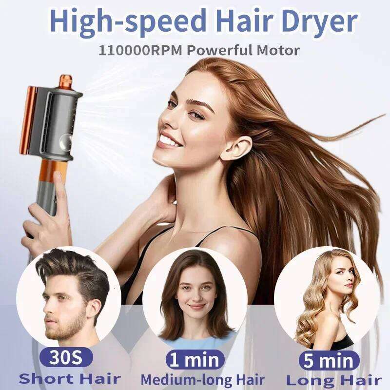6 In 1 High-Speed Negative Ion Multi Hair Styler Professional Blow Dryer Brush Curling Gift For Women