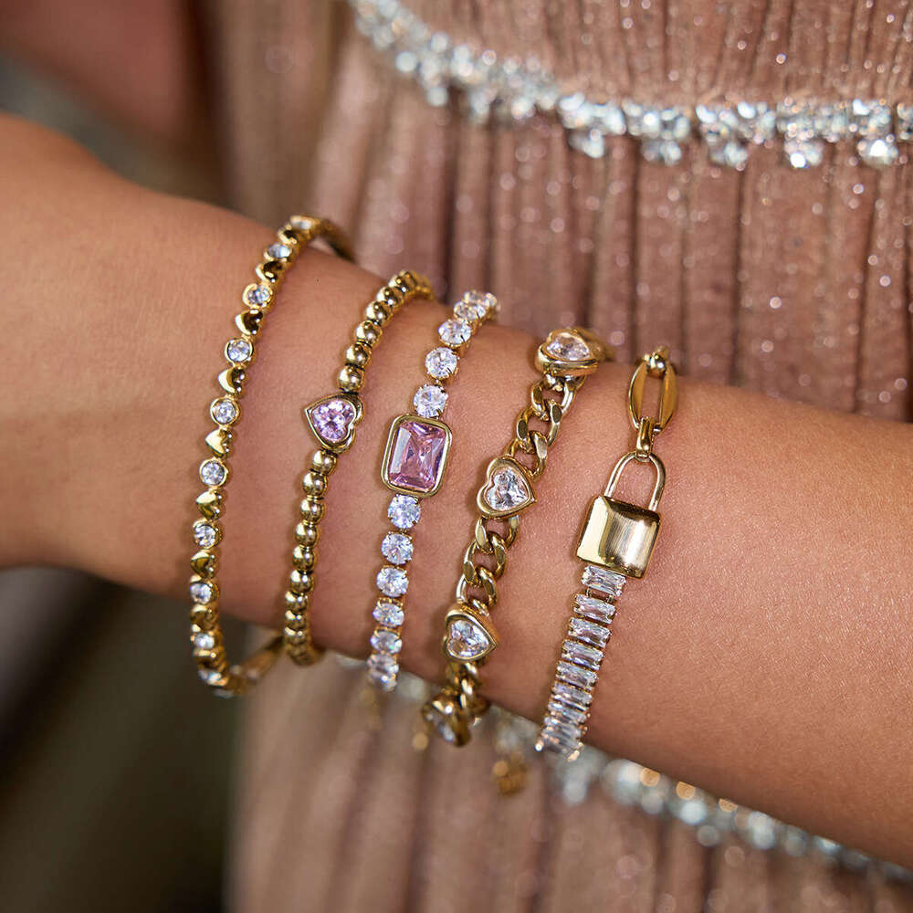 Wanxing Zircon Bracelet Light High-end Feel Titanium Steel Non-fading Niche Design Jewelry