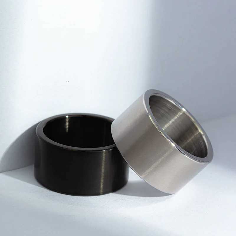 European and American Fashion 12mm Wide Titanium Steel Ring Mens Frosted Scratch Resistant Stainless Steel Ring Wholesale S250716