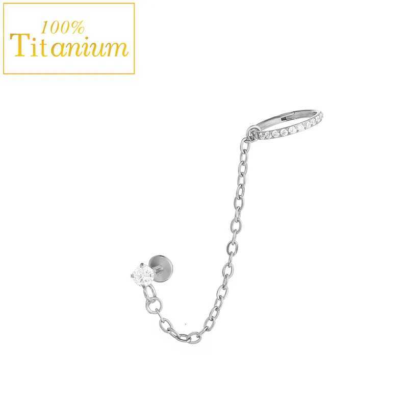 23 Titanium Chain Earrings with Labret Ear Stud 16G CZ Tassel Nose Cartilage Tragus Helix Lip Piercing Body Jewelry Nose Ring y250715