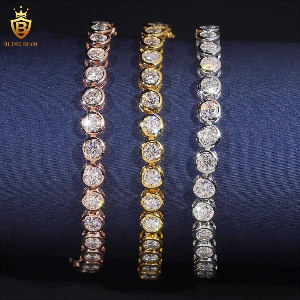 4mm Full Moissanite Tennis Bracelet with GRA for Women Party Fine Jewelry S925 Sterling Silver Diamond Bracelets