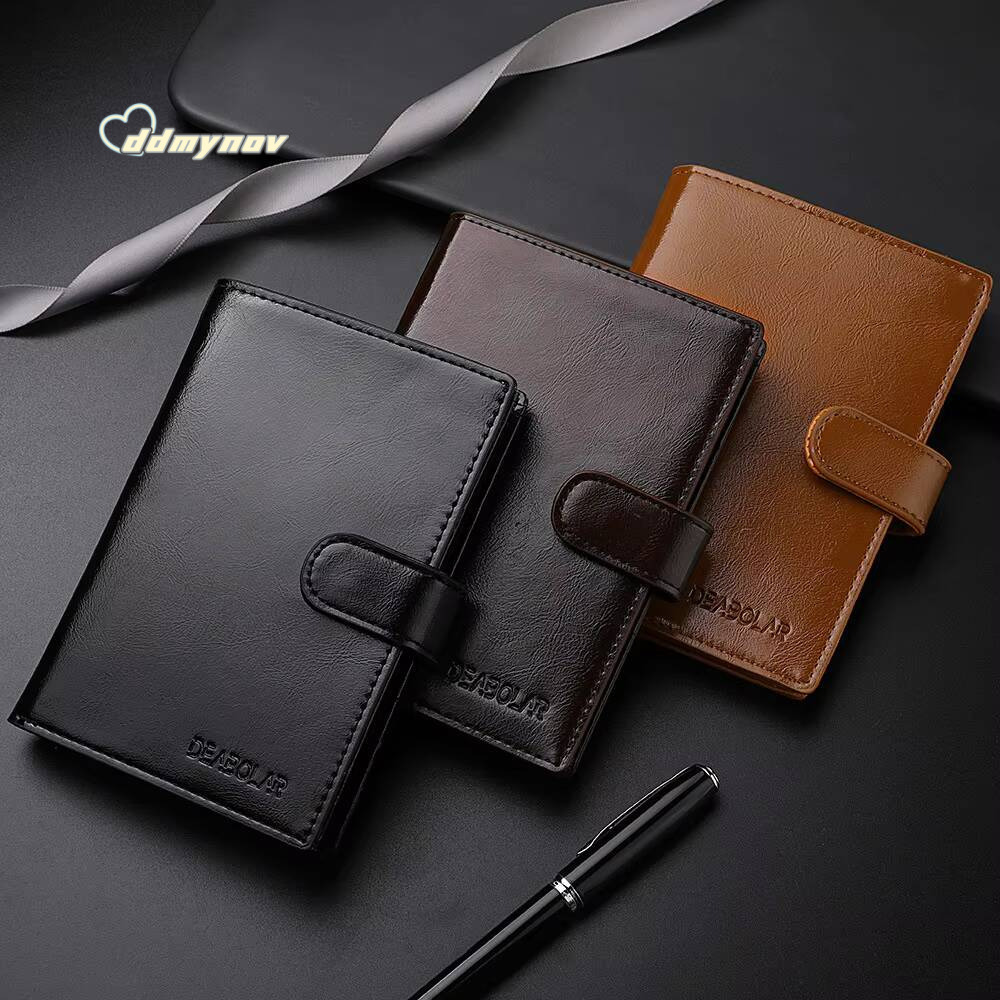 High Capacity Mens Passport Leather Wallet Multiple Slots and A Clear ID Window Vintage Business Card Bag ddmynov