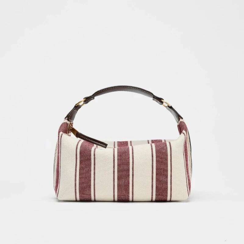 STRIPED FABRIC CITY Bag, Fashionable Handbag Purse For Women - Spacious Crossbody Satchel, Design Baguette Bag