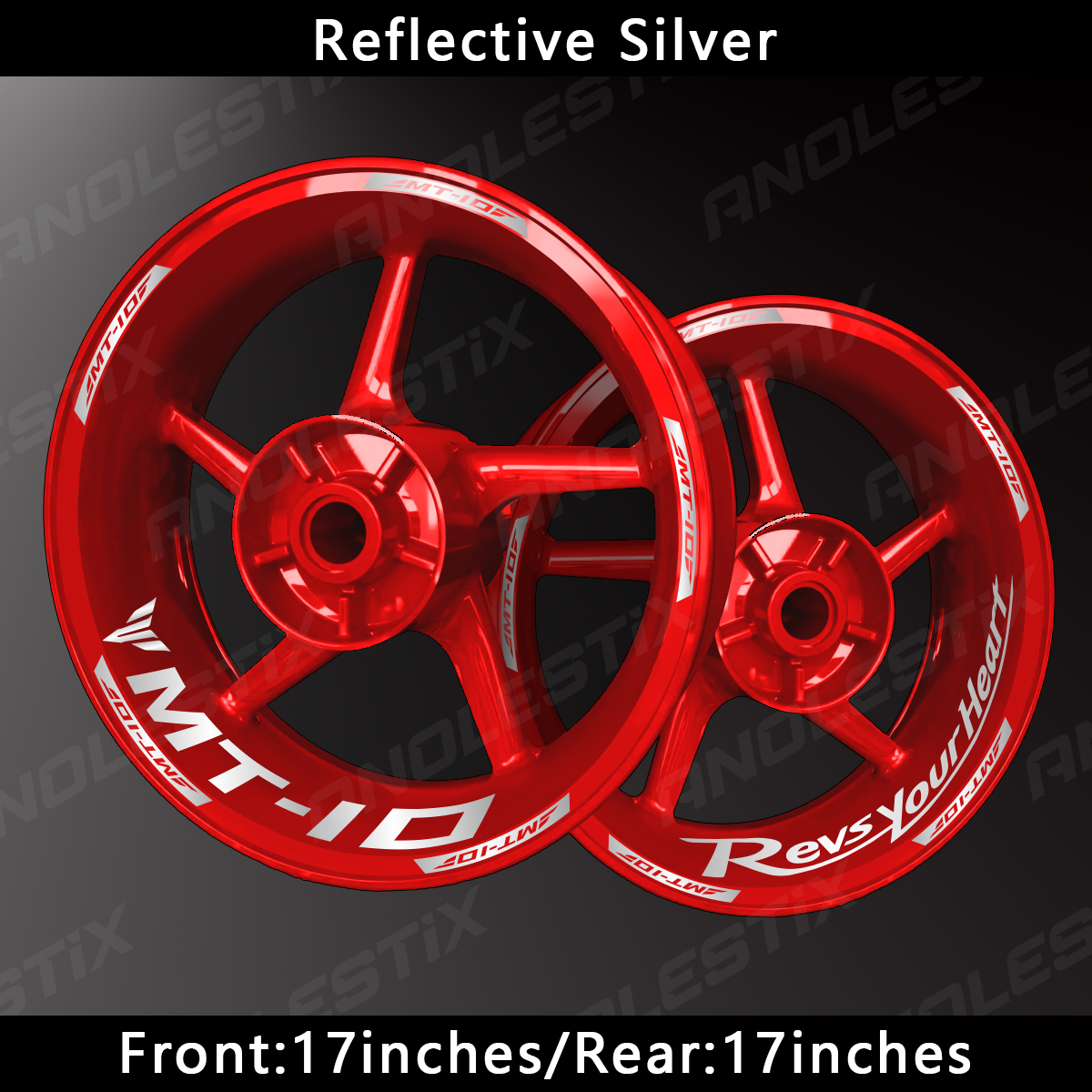 AnoleStix Reflective Stripes for Yamaha MT-10 Motorcycle Wheels - Durable Hub Decals