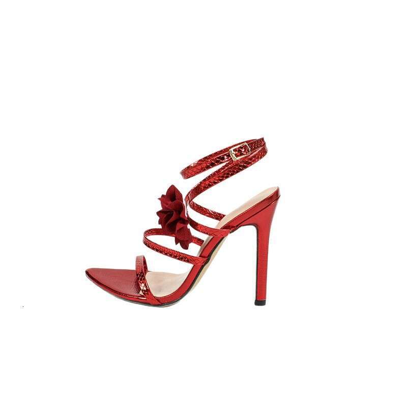 Red Rose Style 2025 New Fashion Cross Buckle Strap High Heel Sandals