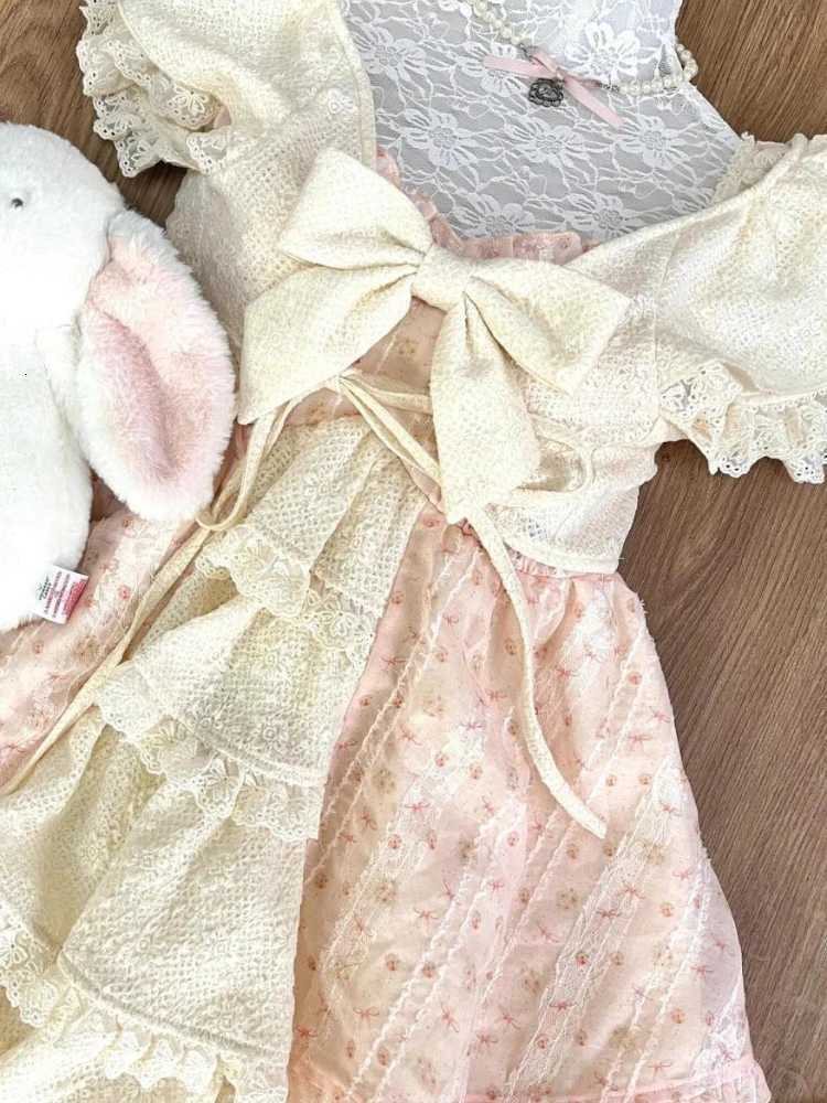Japanese Sweet Print Patchwork Fairy Dress Summer New Design Sense Sleeve Women Party Dresses Harajuku Kawaii Slim Outfits 2025 R250716