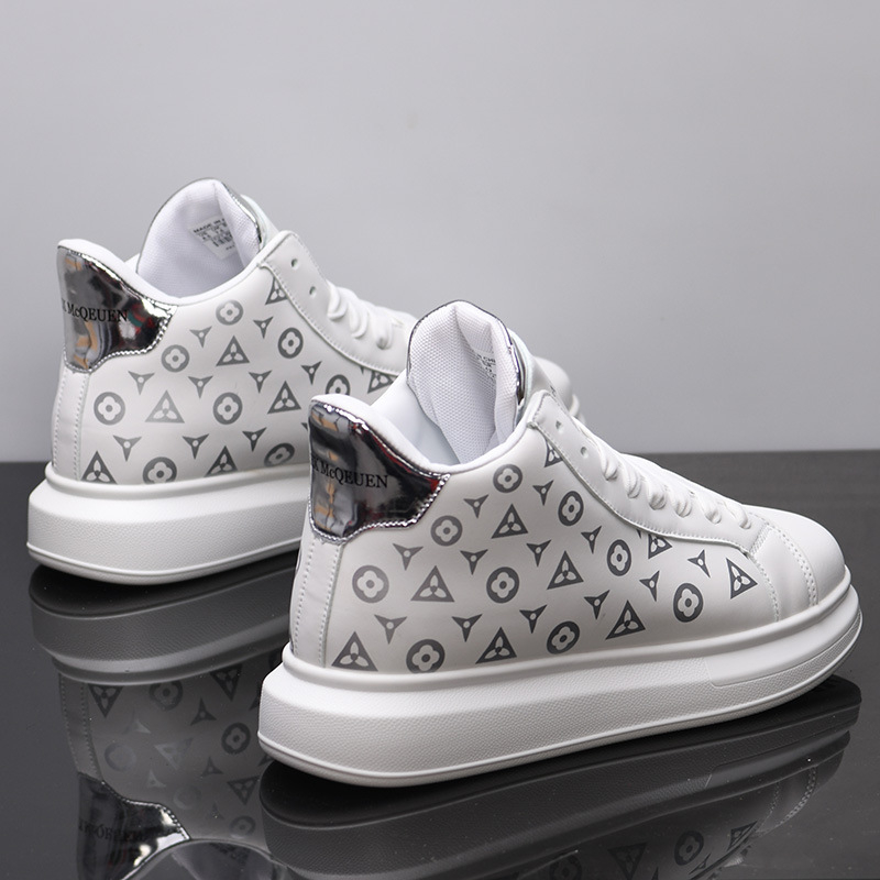 hot free shipping designer Running Shoes for men thick soled high top versatile sports and leisure shoes black white