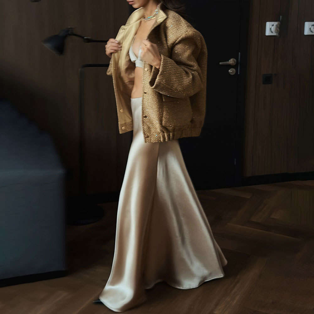 New INS Fashion Sequin Stand Collar Loose Jacket Coat B5