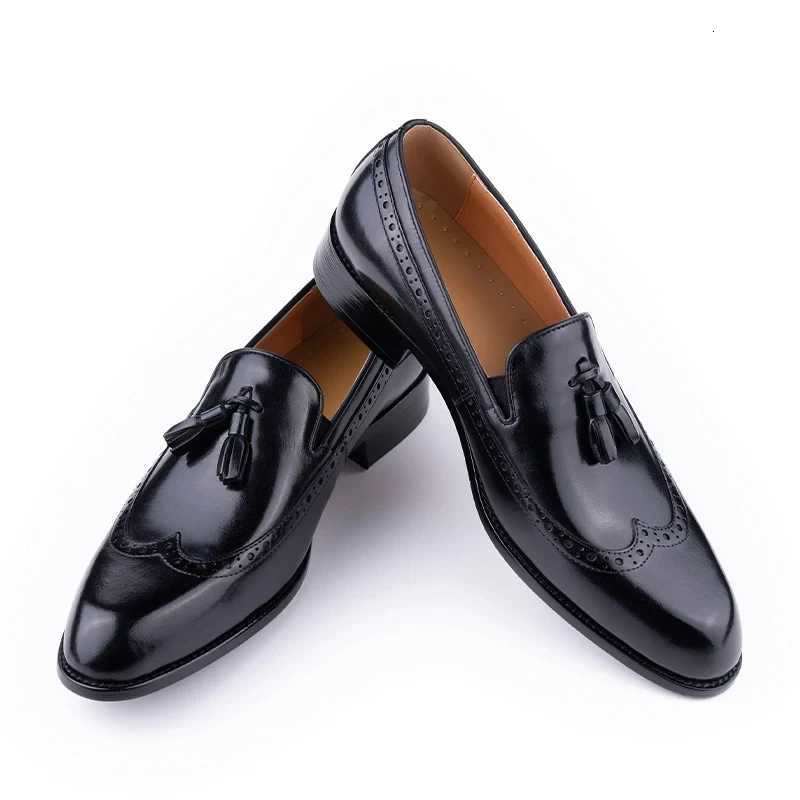 New Style Business Men Loafers Shoes Genuine Cowhide Handmade Sewing Casual Formal Wedding Party Slip-on Pointed Dress Shoes for Men W250716