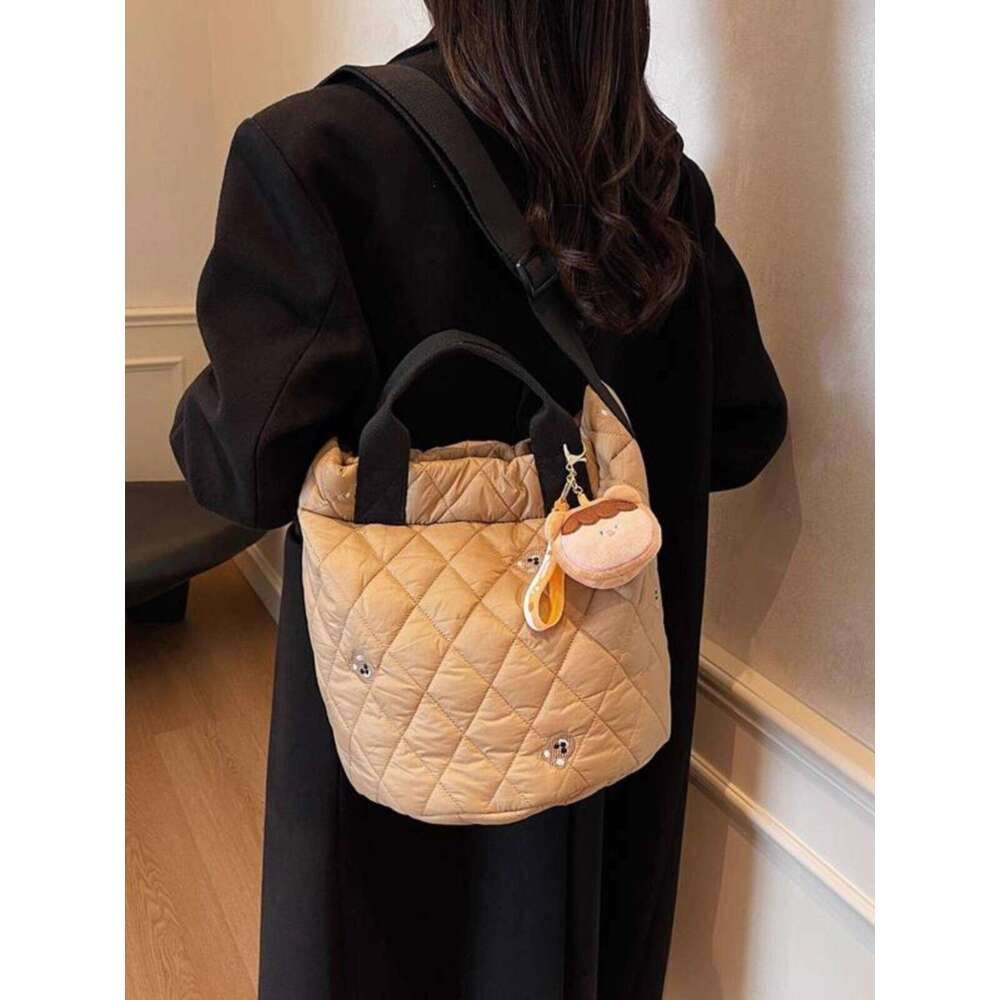 Stylish All-In-One Shoulder/Bucket Design Canvas Purse: Spacious Autum-Winter Accessory