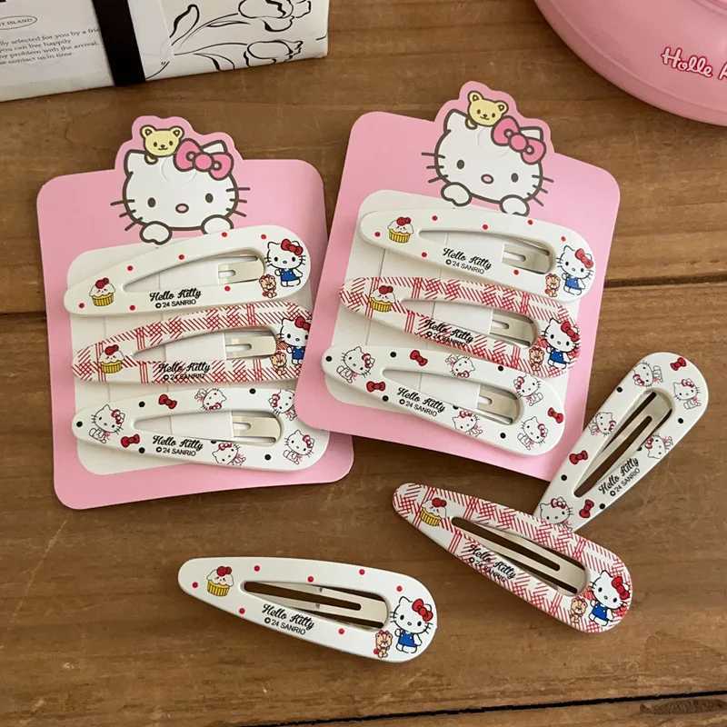 Sanrio 6pcs Girl Heart Wave Dot Grid HelloKitty Hairpin Shattered Hairpin w250716