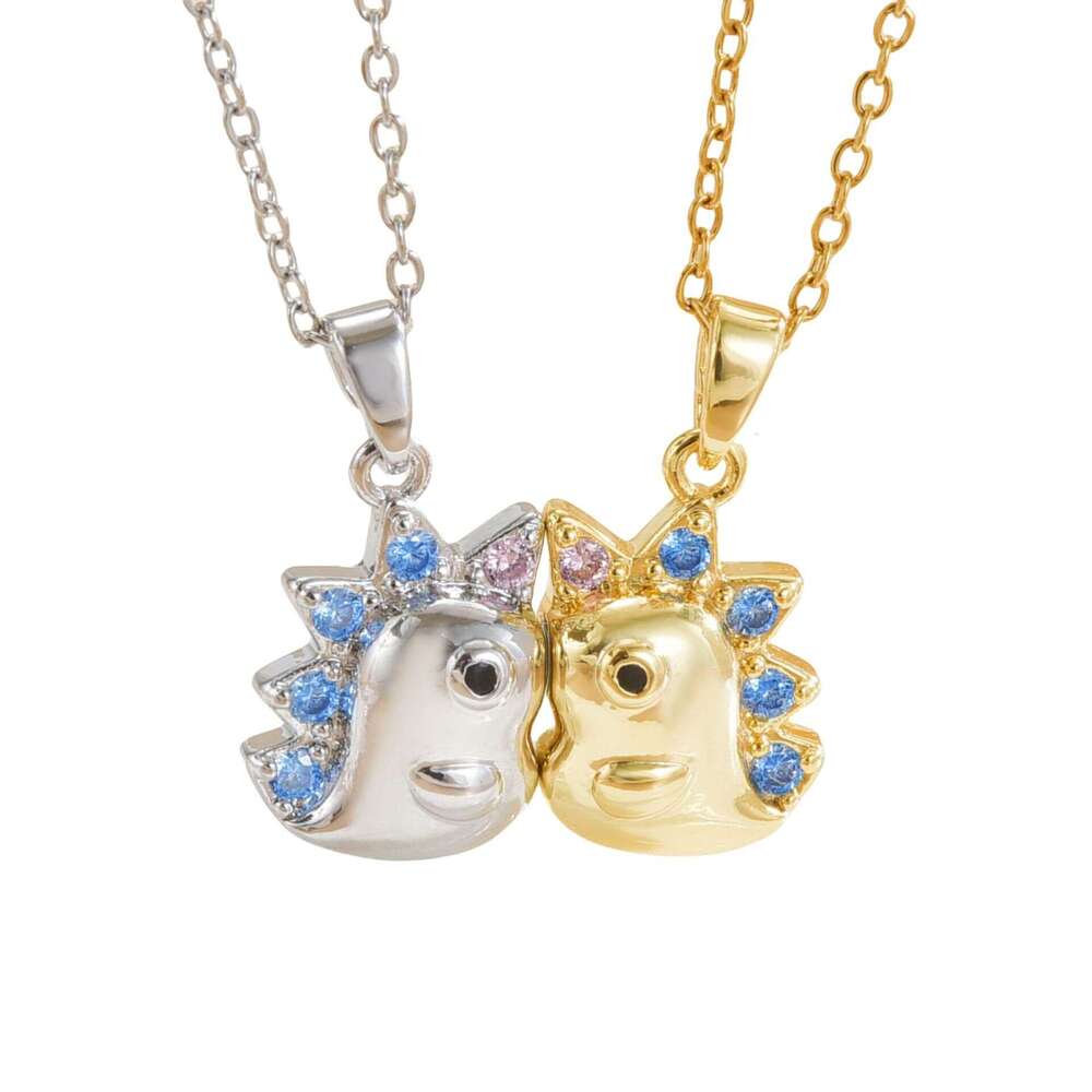 Premium Little Unicorn Couple Best Friend Series Micro Pave Zircon Fashion Versatile Necklace E67