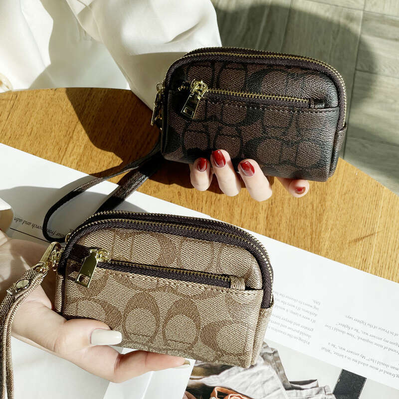 Exquisite High-End Large Capacity Coin Purse for Women with Three Zippers, Multifunctional Mini Handheld Small Wallet Clutch
