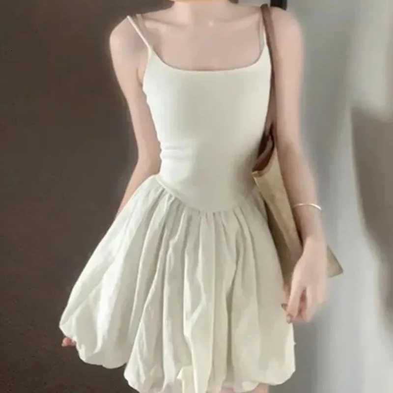 French Solid Ruffle Short Dress Women Elegant Spaghetti Strap Slim Dresses Woman Spring Summer Bodycon Sleeveless Dress Mujer R250716