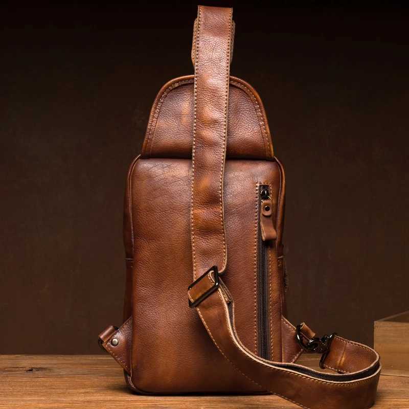 Trend leather handmade bag mens casual bag layer leather messenger bag commuter shoulder bag neutral