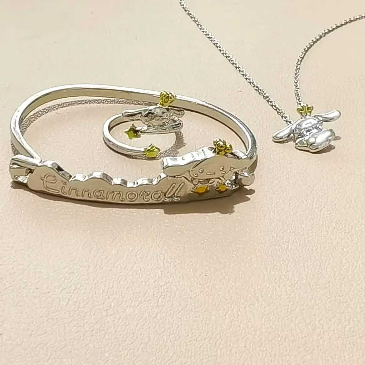 Sanrio Necklace Metal Adjustable Open Ring Bracelet Fashion Silver Golden Color Adjustable Knuckle Joint Cartoon Jewelry Gifts w250716
