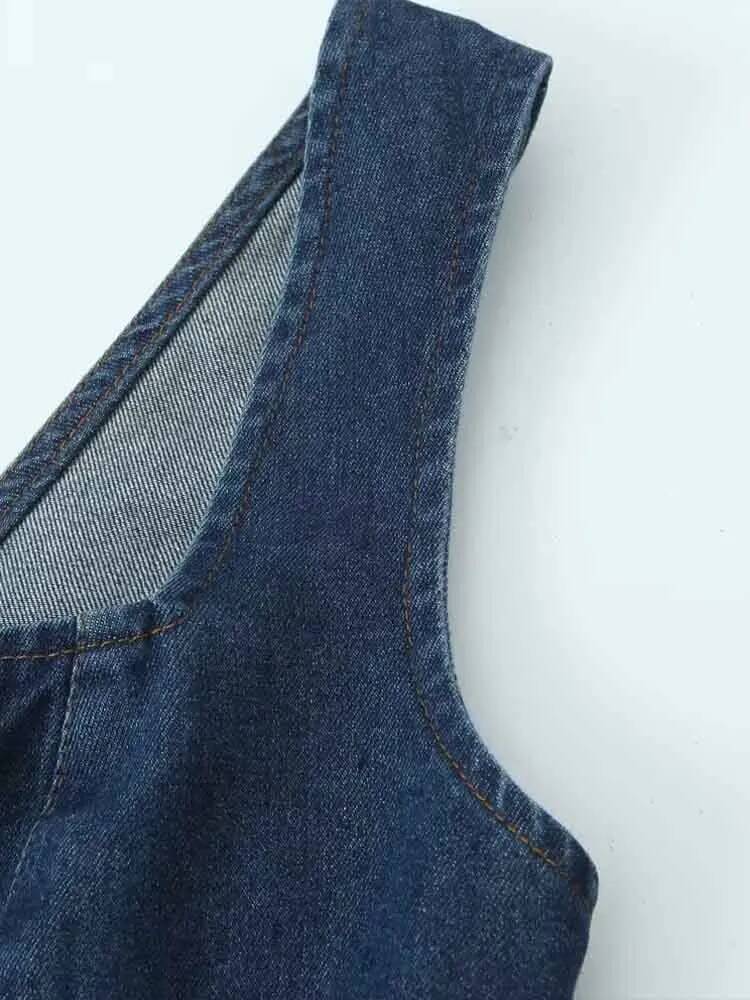 European And American Style Women's Clothing New Fashion All-Match Solid Color Strap Washed Sleeveless Denim Vest