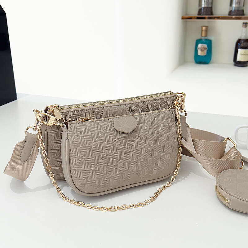 Mahjong for Women 2024 Embossed Single Shoulder Crossbody Three-in-One Underarm Versatile Fashion Three-Piece Set Women's Bag