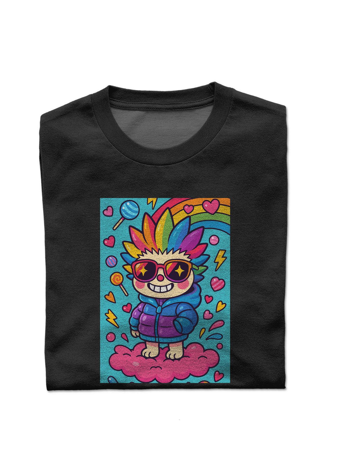 T-shirt with an image of a cartoon character on it Round collar Short sleeve Wed 28 i