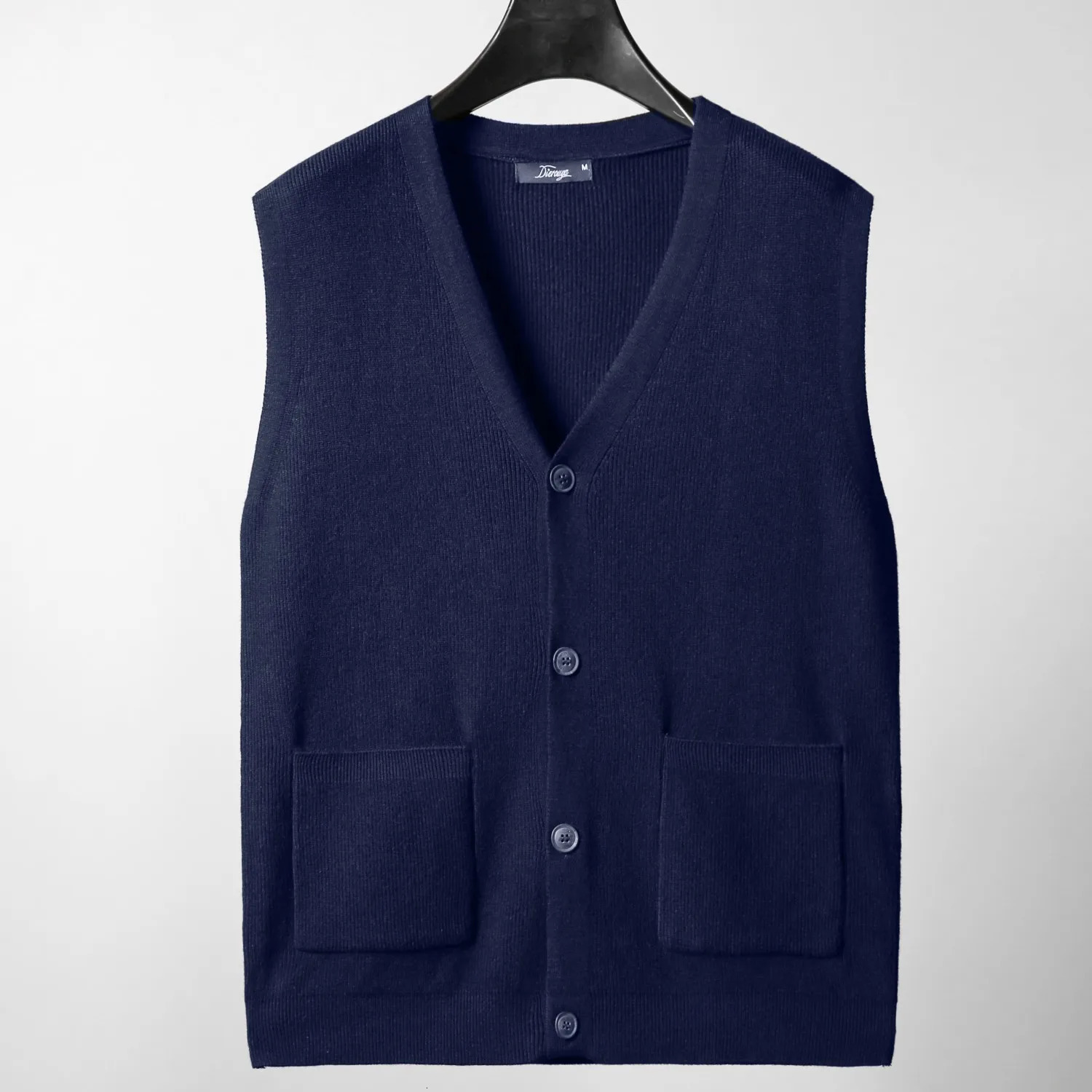 Large knitted sweater mens cardigan vest autumn and winter large loose fat sweater. 250716