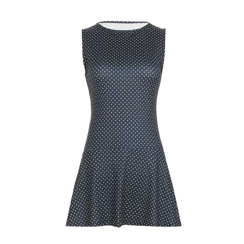 Darlingaga Fashion Polka Dot Printed Slimming Sleeveless Dress Womens Summer A-Line Mini Round Neck Outfits New Trend Dress 2025 R250716