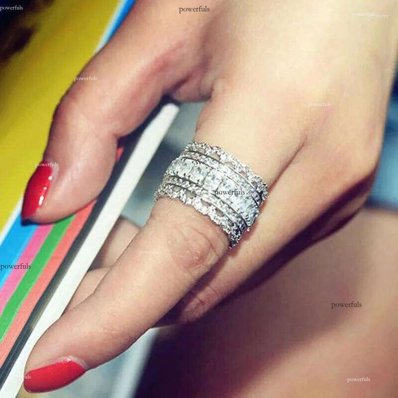 Wedding Rings Huitan Women's With Bling Cubic Zirconia Wide Band Trendy Engagement Party Female Accessories Jewelry