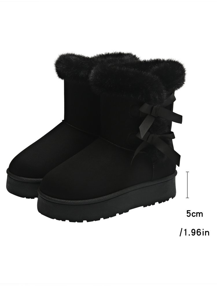 Free delivery designer fashionable plus size snow boots winter new style with plush and thick bow tie
