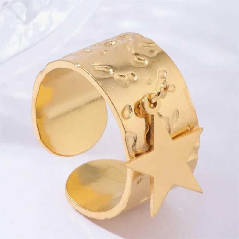Korean Star Charm Open Ring For Women Gold SIlver Color Width Circle Smooth Metal Finger Ring Daily Wear Ins Party Jewelry S250716