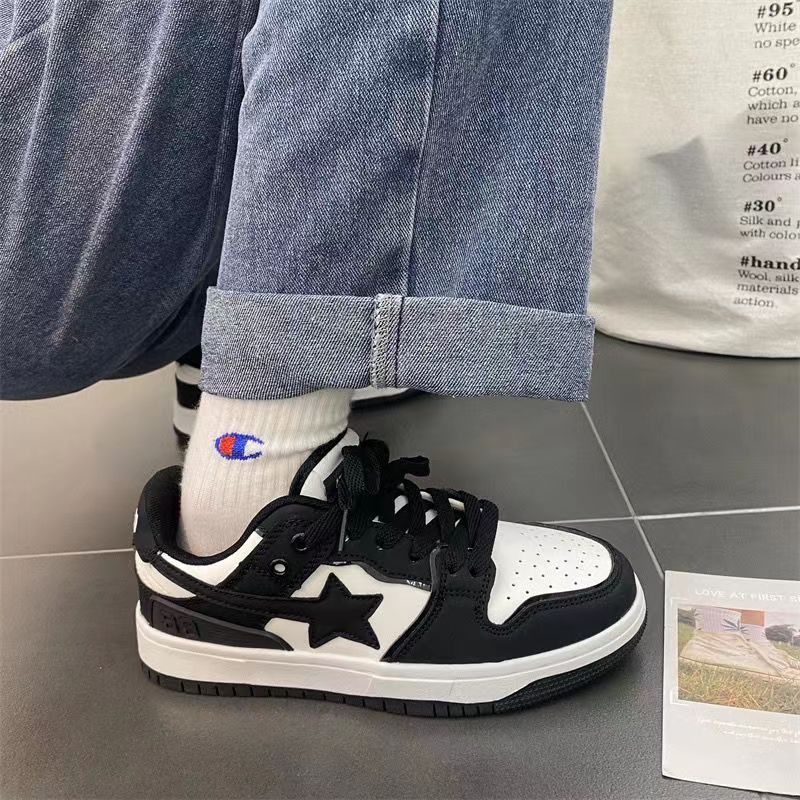 Designer Casual Shoes free shipping Black white couple sneakers star shaped mens casual sports shoes