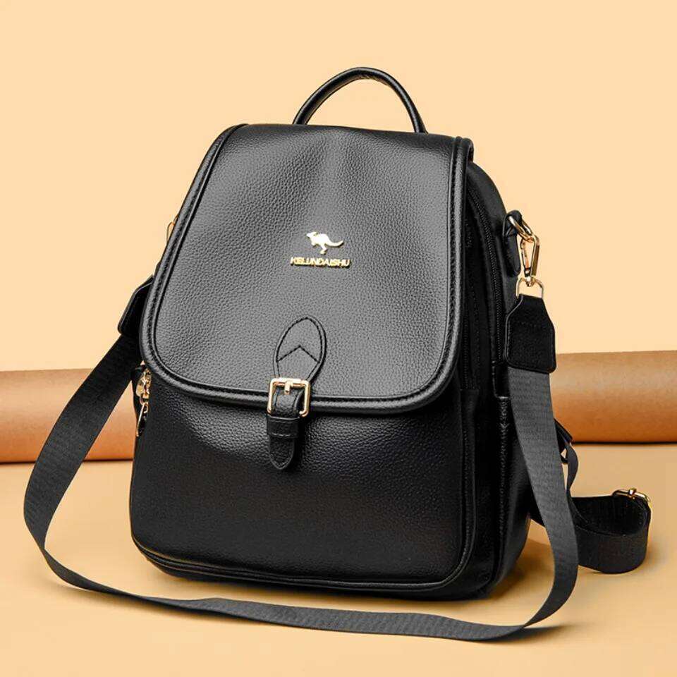 Ladies Back Pack Designe High Quality Leather Women Shoulder Bag School Bags Large Capacity Backpacks with Wide Strap Sac