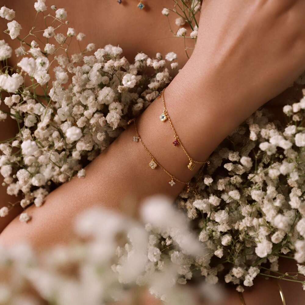 S Pure Sier Lucky Four-Leaf Flower Mini Necklace Bracelet Jewelry Set for Women French Elegant Light Sweet Gift