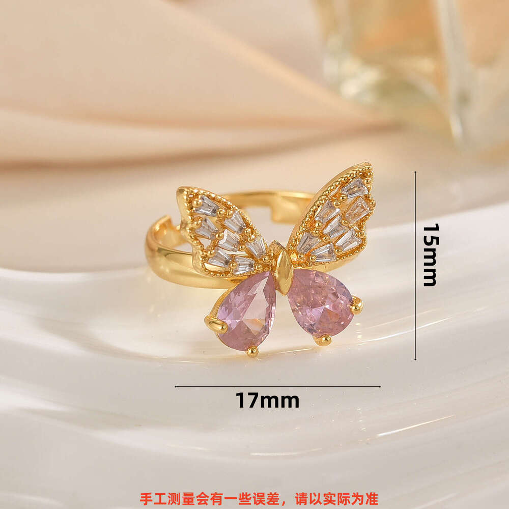 Niche Design Korean Style Personality High-End For Women Light Luxury Micro-Inlaid Zircon Open Ring Jewelry 6Ed