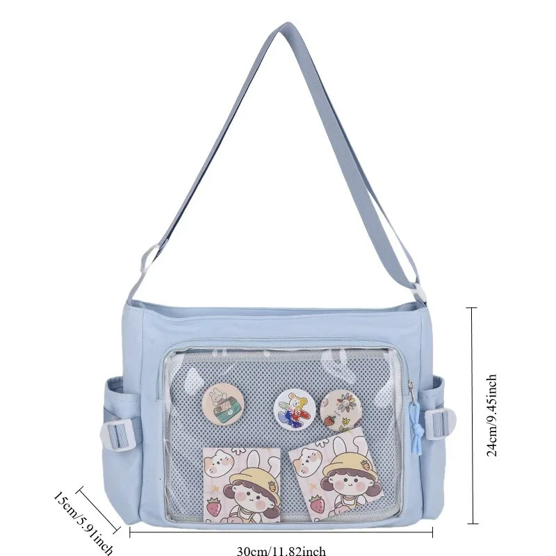 Preppy Style Candy Colour Cute Shoulder Bag Anime Expo Transparent Badge Display Messenger Bag Women Doll Itabag Crossbody Bag 250714