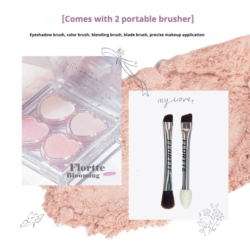 FLORTTE Narcissism Series Eyeshadow 4-color Matte Fine Shimmer Multi-purpose Portable Palette Highlight Blusher Brighten Makeup 250712