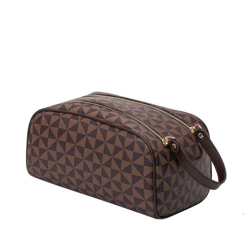 Lacel Urwebin Cosmetic Bags Portable Simple Double Zipper leather Makeup bag designer Tote Toiletry Storage Large Capacity Handheld Travel Cosmetic Ba