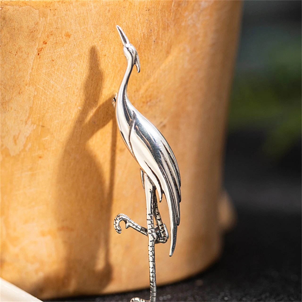 MeiBaPJ 925 Sterling Original Red-Crowned Crane Needle Lapel Dress Brooch Men and Women Fine Charm Party Jewelry 250712