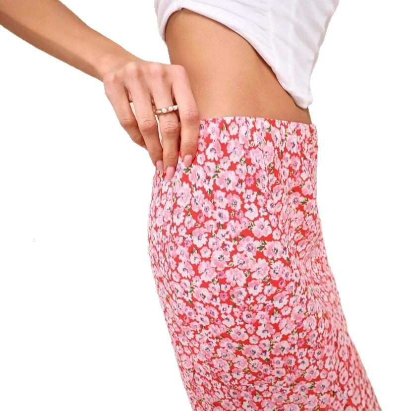 2025 Cross-Border European and American Floral High-Waisted A-Line Skirt French Gentle Elegant Style Amazon