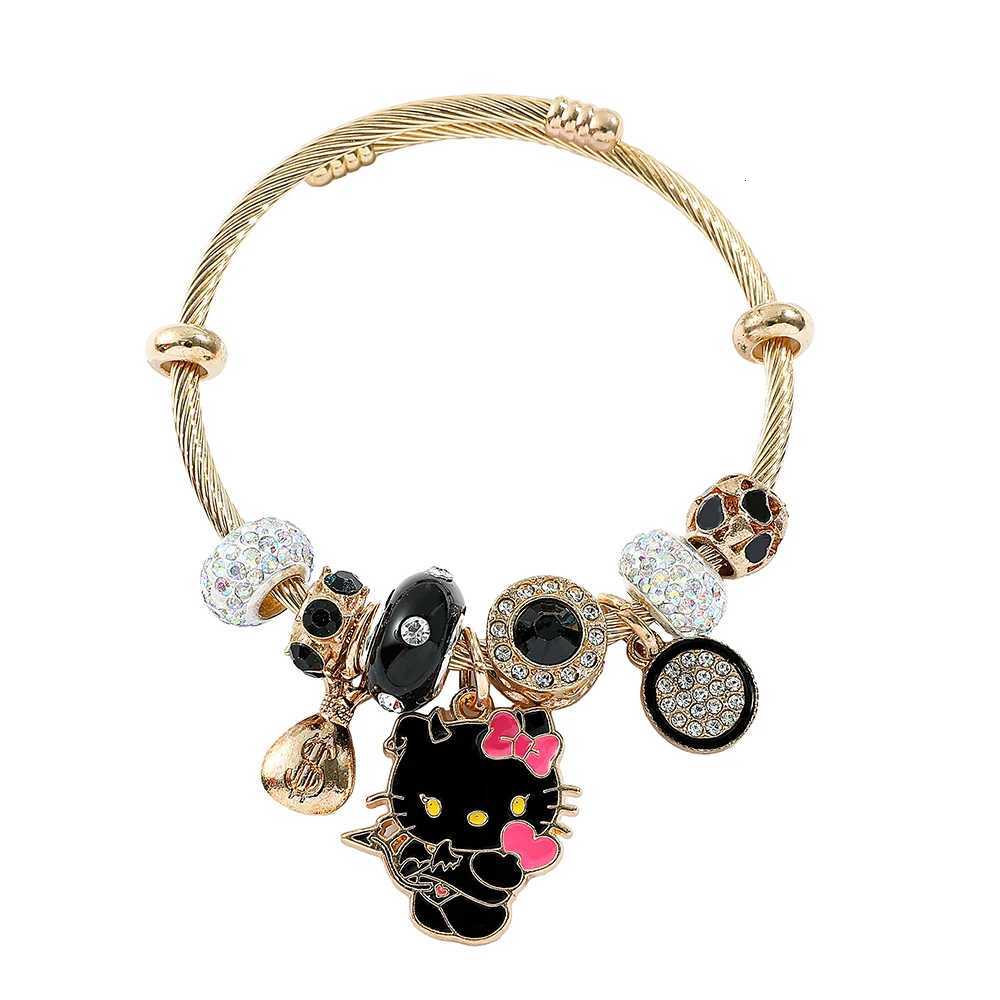 Sanrio Hello Kitty Bracelet for Girl Kawaii Anime Accessories Crystal Adjustable Bracelet Cute Student Christmas Gifts New w250716