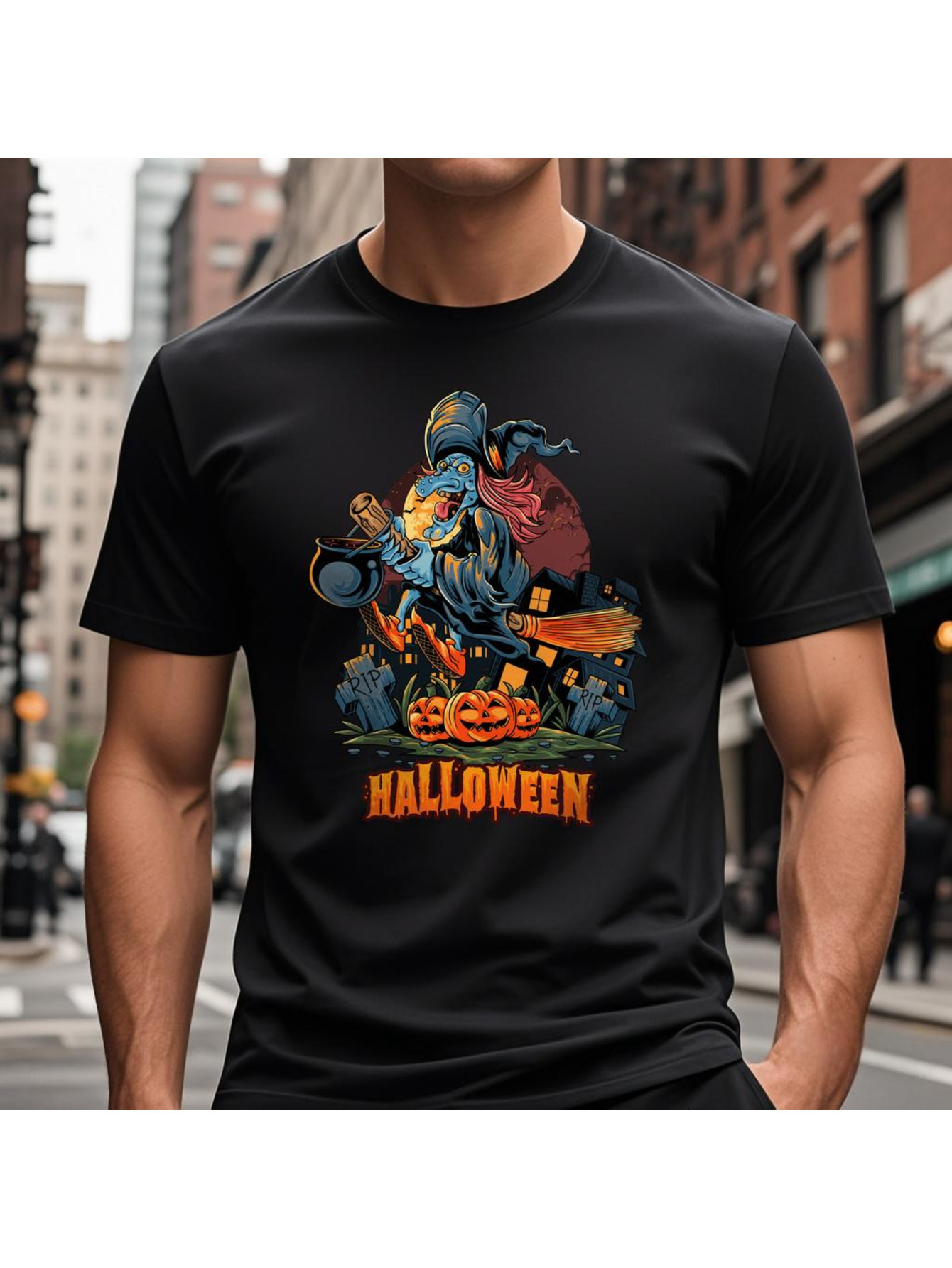 VogueEpoch Adult Short sleeve T Shirts 180g White Cotton black S-3XL Round collar Men Halloween Wed 10